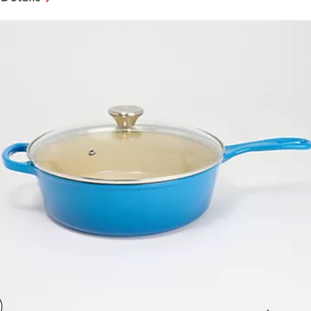 Le Creuset Blue Enameled Cast Iron Sauté Pan with Glass Lid
